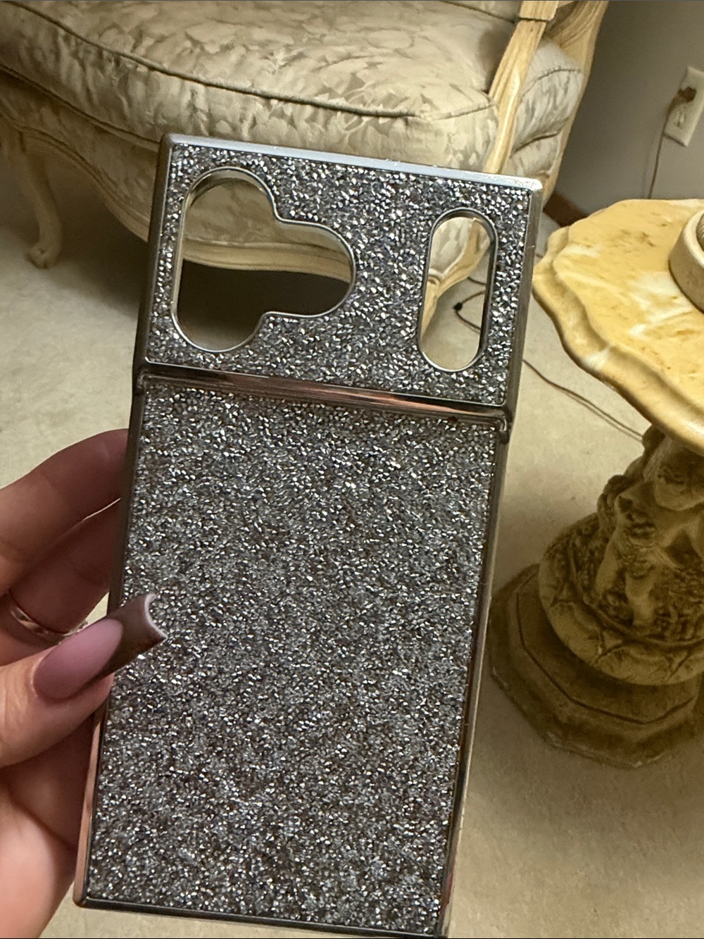 Glitter Foldable Silver Phone Case - Elegant Sparkle Protection